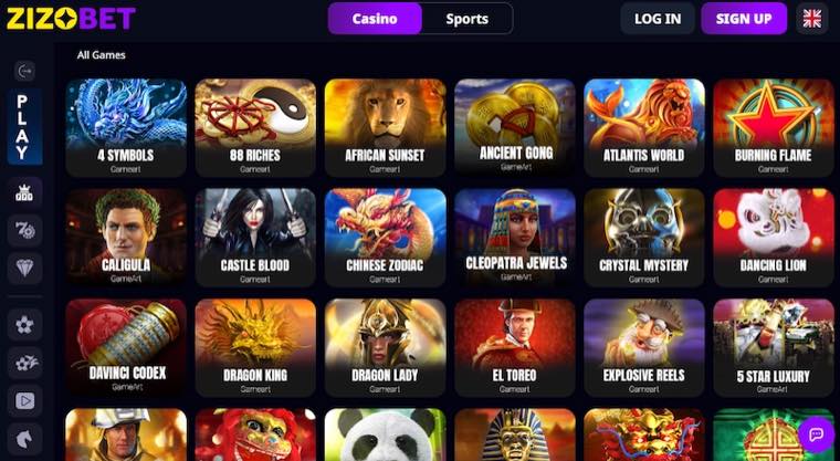 Zizobet casino lobby